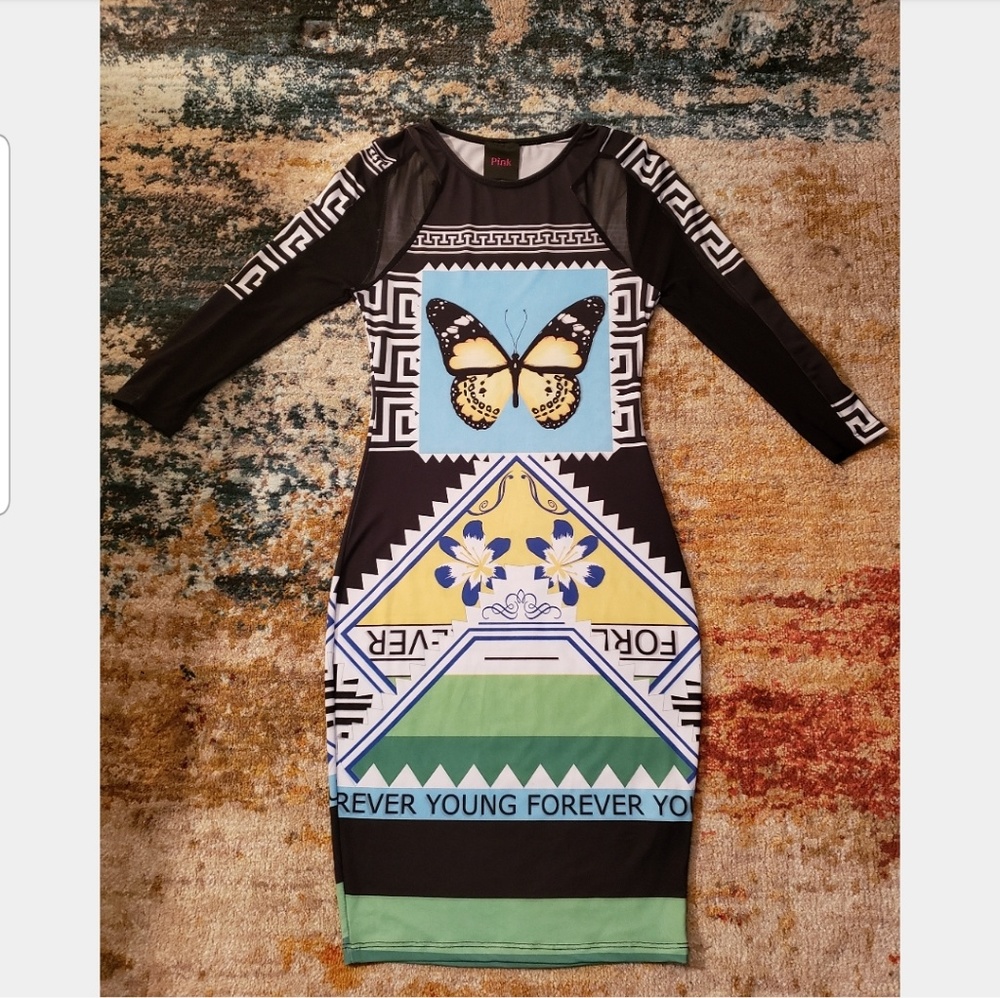 Abstract Butterfly Mini Dress